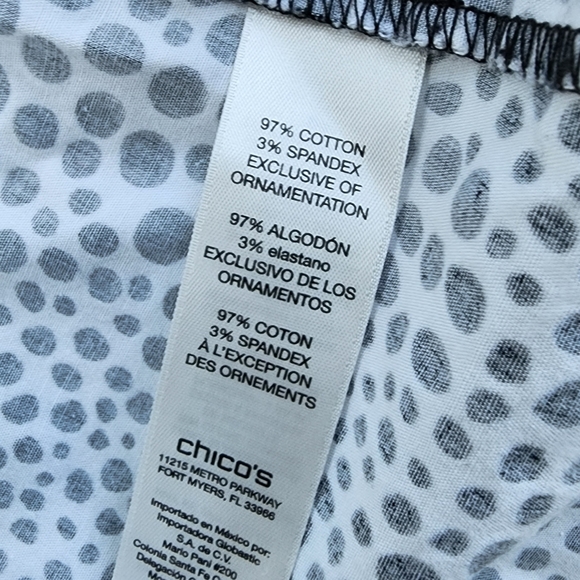 Chico’s Black White Dalmatian Print Cinch Waist Anorak 2 Way Zipper Rain… - Picture 9 of 14